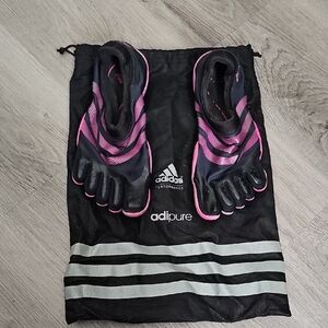 adidas Black & Pink Five-Toe Adipure Barefoot Shoes